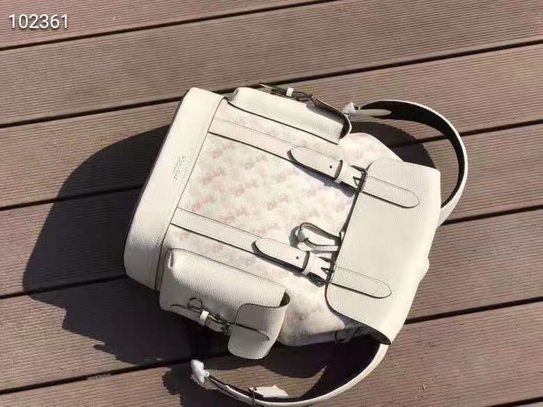 Coach coach 89897 新款男士马车图案印花涂层HUDSON翻盖双肩包 马车图案拼头层牛皮背包