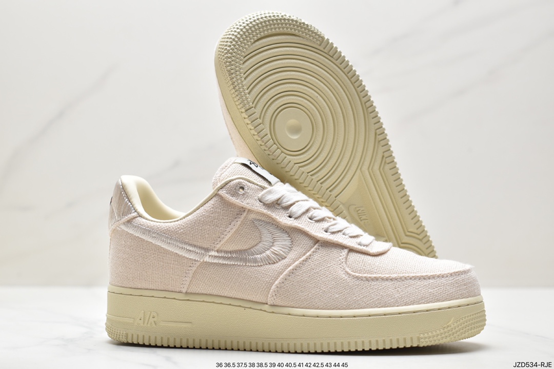 Stussy x NK Air Force 1 '07 ”White Cool” Stussy joint Air Force One low-top casual sneakers CZ9084-001