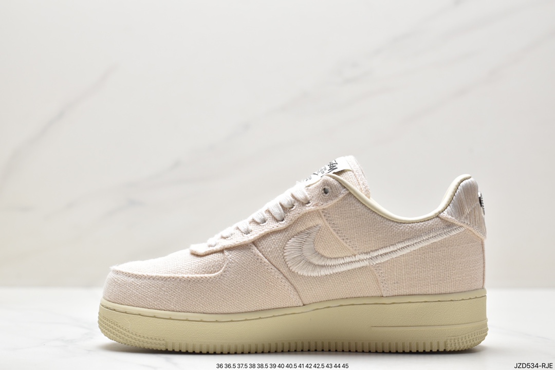 Stussy x NK Air Force 1 '07 ”White Cool” Stussy joint Air Force One low-top casual sneakers CZ9084-001