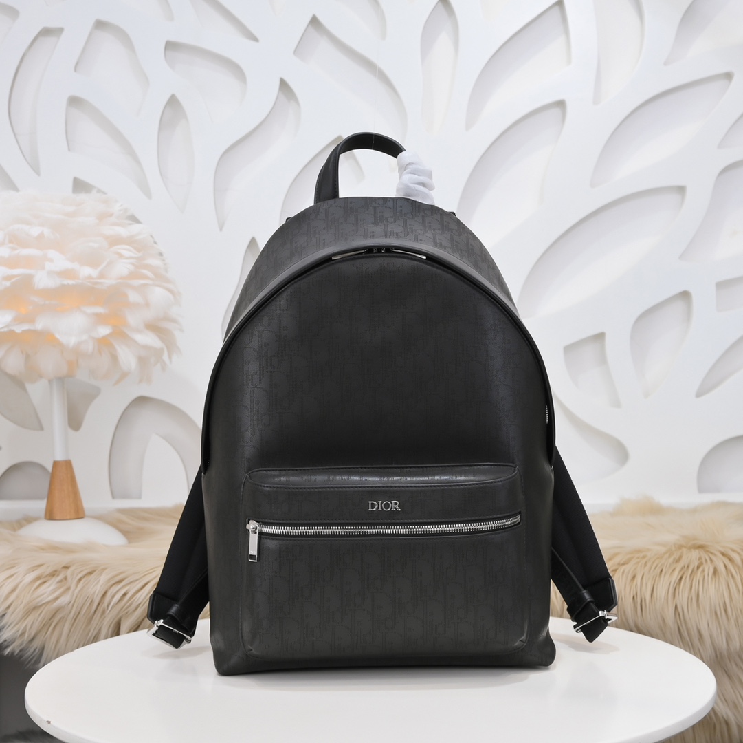 Dior Bags Backpack Black Openwork Cowhide Oblique