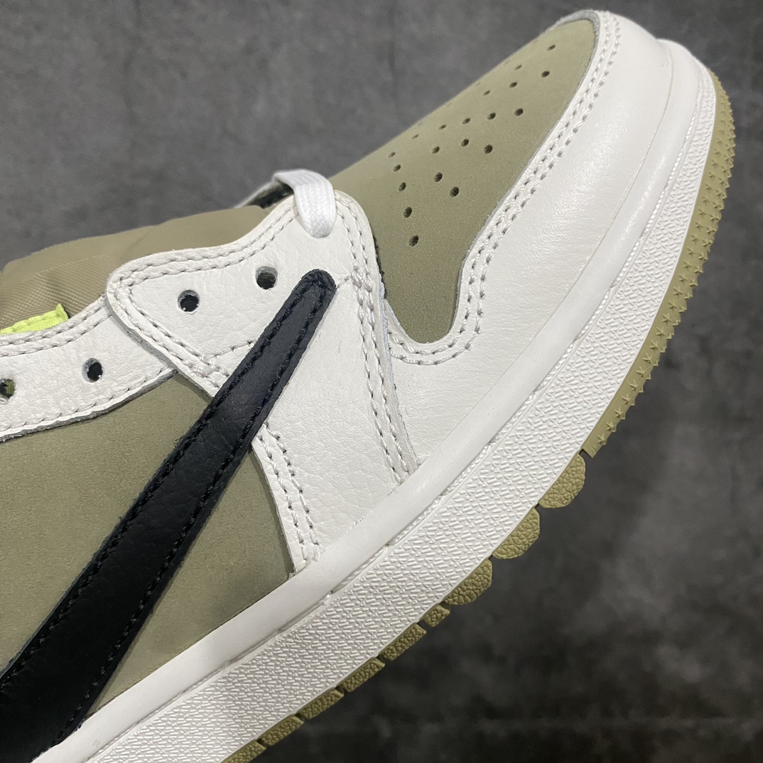 [Channel L Version] Travis Scott x Air Jordan AJ1 Low Golf ”Olive” TS Joint Inverted Hook Golf Low Top 6.0 FZ3124-200