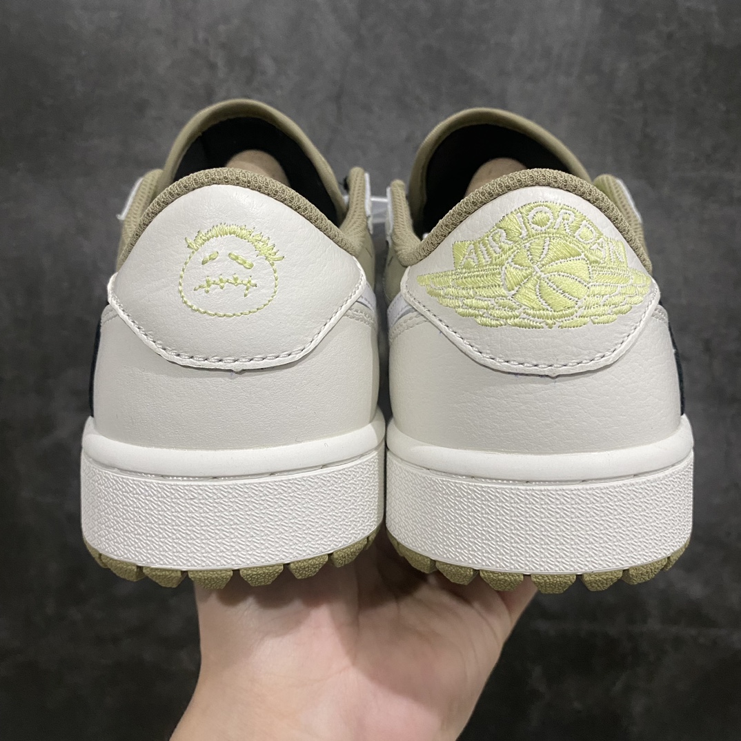 [Channel L Version] Travis Scott x Air Jordan AJ1 Low Golf ”Olive” TS Joint Inverted Hook Golf Low Top 6.0 FZ3124-200