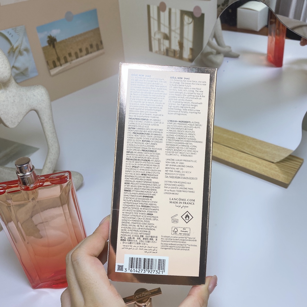 85💰原单品质
LANCOME兰蔻23版是我偶像密语NOW花香浓香水100ML
浓香水EDP
前调：伊斯帕塔玫瑰佛手柑
中调:兰花和茉莉花
基调:香草
是一款花香型香水,
由三种主调混合而成的,
它以来自土耳其伊斯帕尔
塔的玫瑰净油的玫瑰香味
开场,引向粉感的兰花中心。
奶油味的香草基调为
整体香气增添了一丝甜美
和性感。
