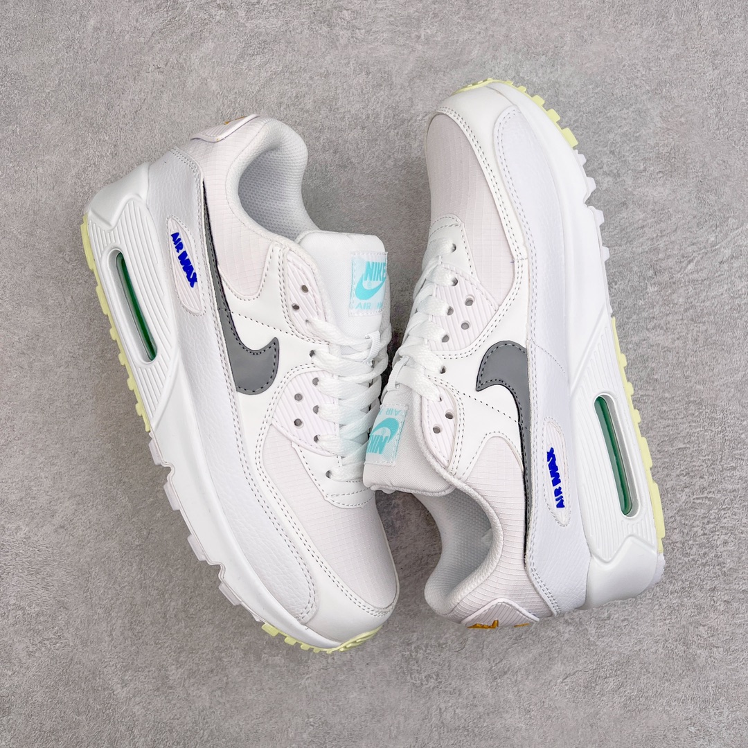 图片[3]-＃MX版 NK Air MAX 90 气垫复古减震跑步鞋 CZ5868-100 经典重温 独家陆续补货 外单专供大厂出品 品质稳定 一百余色 终端操作 Air Max 90于1990年推出 来自Air Max系列 在Air Max 1的基础上改进而得 增加了气垫面积 外型上也更为流线 最特別的就是加入了菱纹塑胶嵌板 为Air Max 90增添了许多潮流气息 皮革鞋面 造就出色耐穿性和支撑力 Max Air缓震配置搭配泡棉中底 令Air Max 90轻盈而舒适 华夫格橡胶外底 铸就Air Max 90非凡的抓地力 而Air Max 90不仅是一双跑鞋 它成功跨越了时间的演进 成为了球鞋文化与潮流圈中最熟为人知的鞋款之一 尺码：36 36.5 37.5 38 38.5 39 40 40.5 41 42 42.5 43 44 44.5 45-选品中心