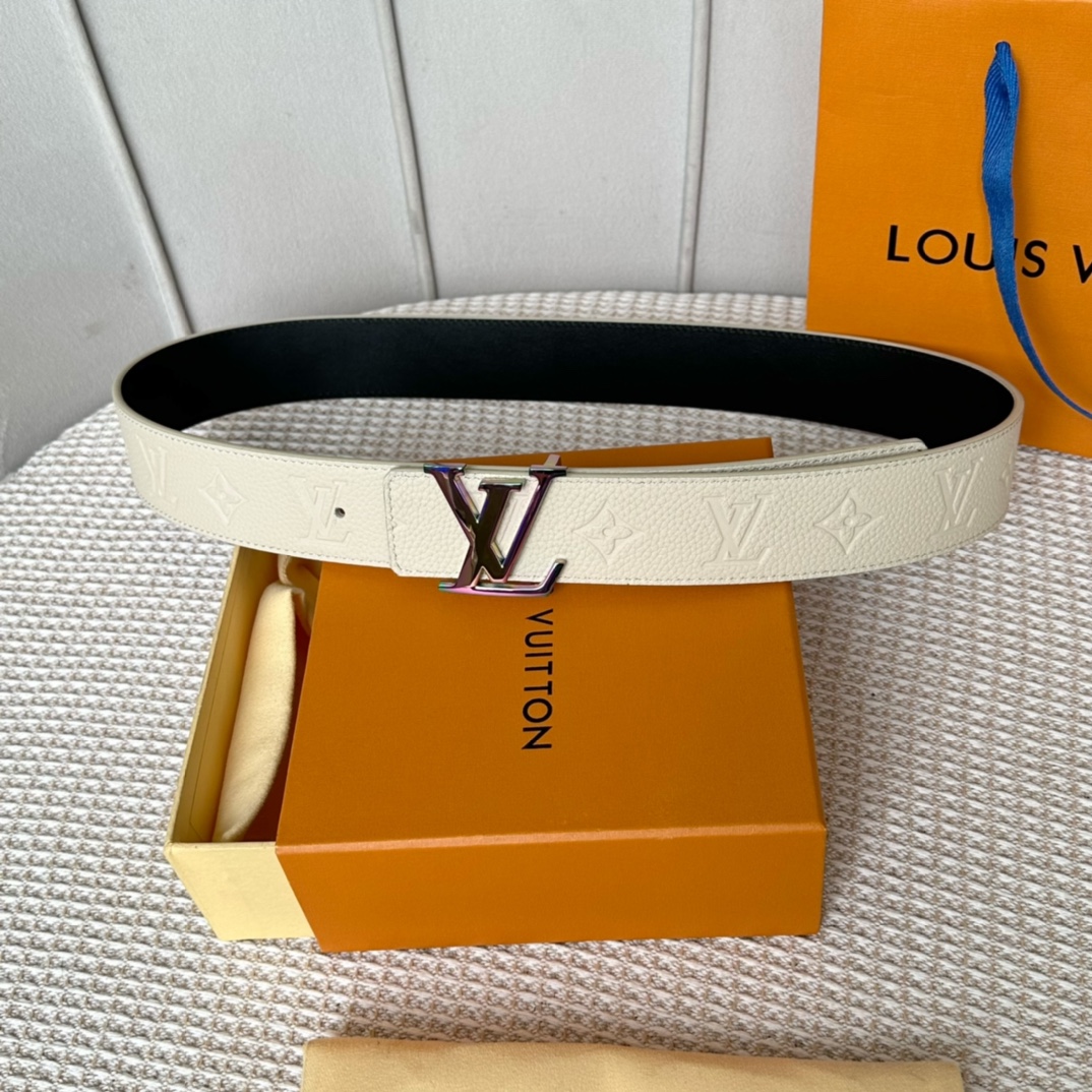 Louis Vuitton Belts Black Men Calfskin Cowhide