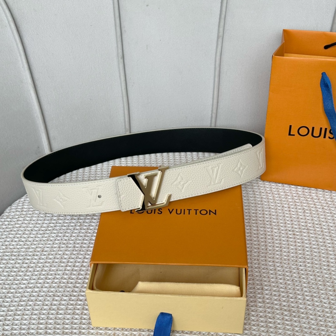 Louis Vuitton Belts Black Men Calfskin Cowhide