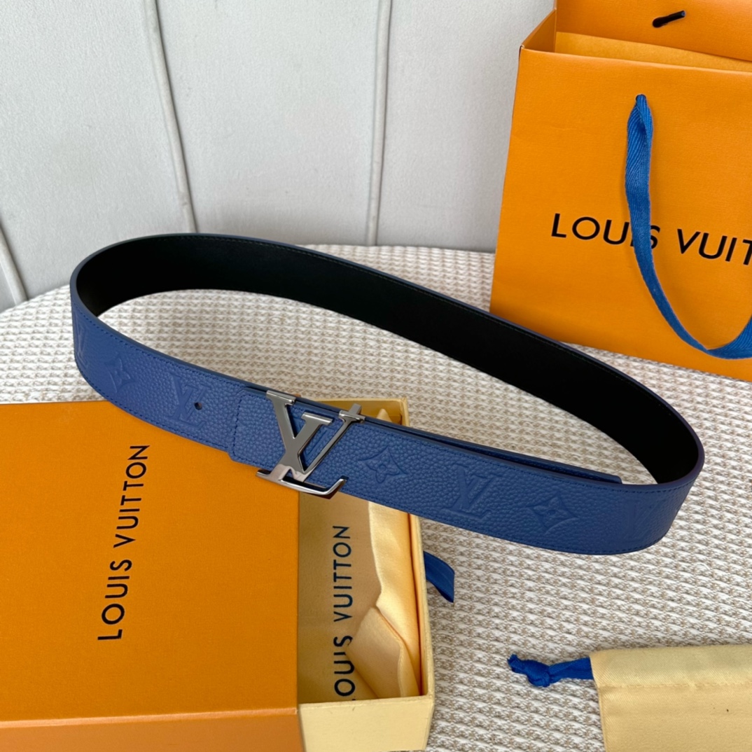 Louis Vuitton Belts Black Men Calfskin Cowhide