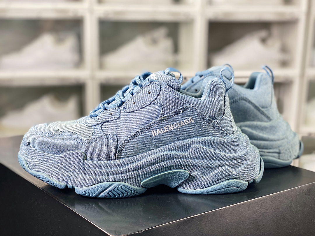 Balenciaga Triple S Clear Sole Sneaker ”Brown/Black LOGO” fashion sneakers ”Denim Blue” 524039 W2FA1 9911