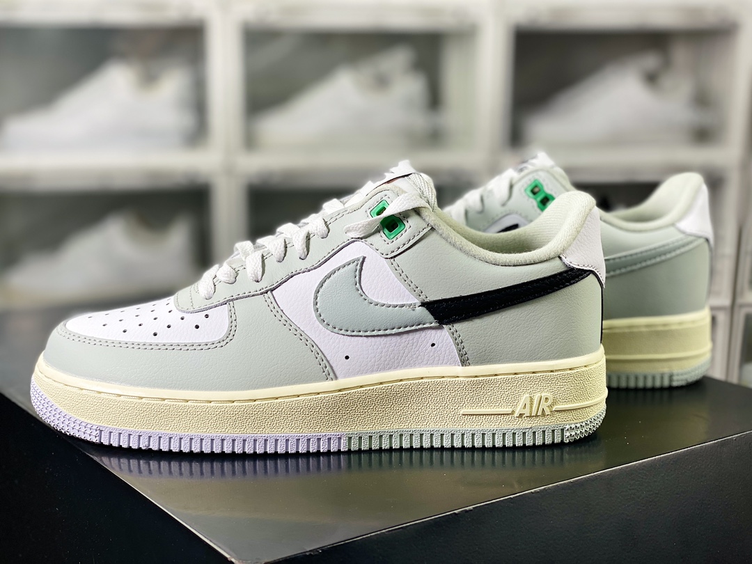 Air Force 1'07 LV8 Low ”Split” Air Force One sneakers ”Splicing light green, white and black hooks” DZ2522-001