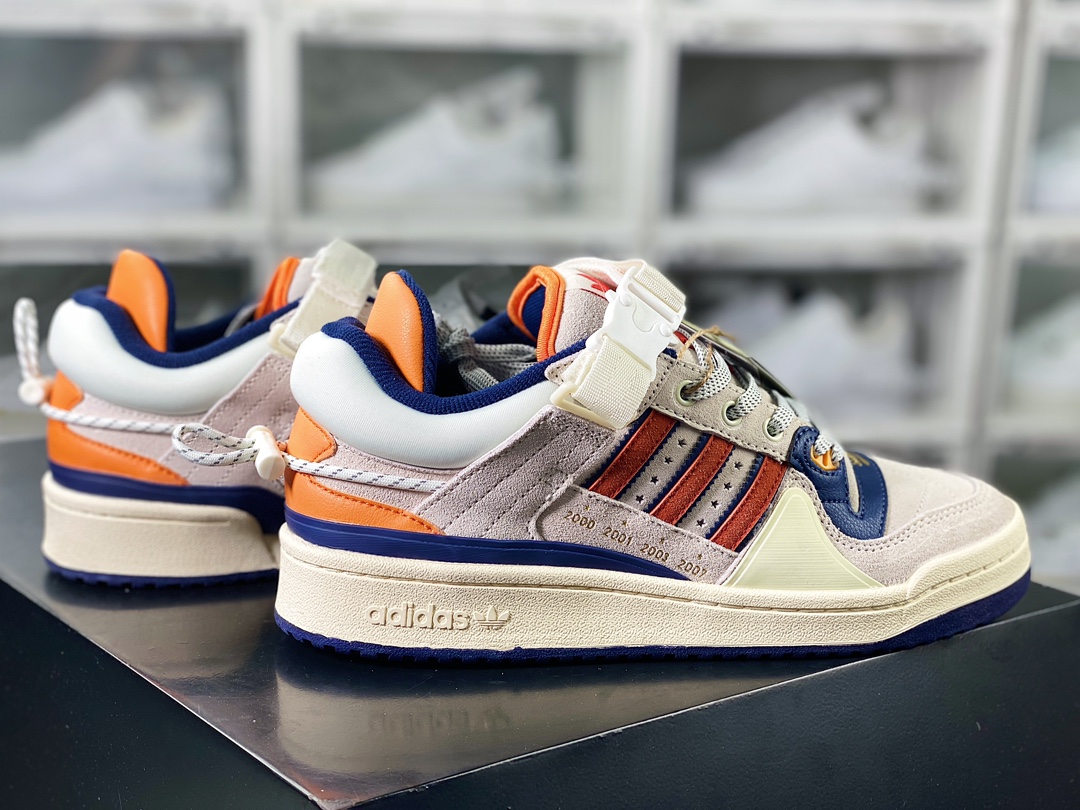 Bad Bunny x 【Adidas】 Forum Buckle Low ”Grey Easter Egg” Rome series low-top sneakers ”off-white, red and blue” GZ9796