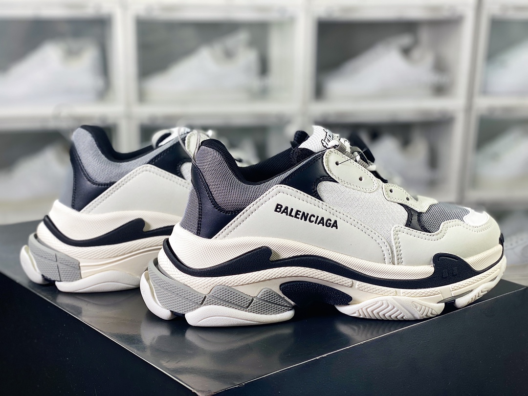 420 Balenciaga Triple S Clear Sole Sneaker”Brown/Black LOGO”时装球鞋“白灰黑”524039 W2FA1 9911