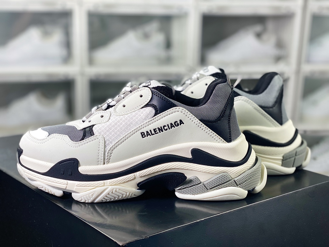 420 Balenciaga Triple S Clear Sole Sneaker”Brown/Black LOGO”时装球鞋“白灰黑”524039 W2FA1 9911