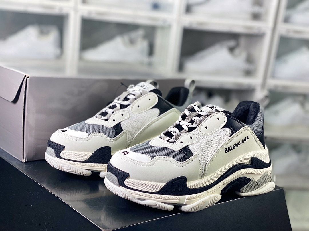 420 Balenciaga Triple S Clear Sole Sneaker”Brown/Black LOGO”时装球鞋“白灰黑”524039 W2FA1 9911