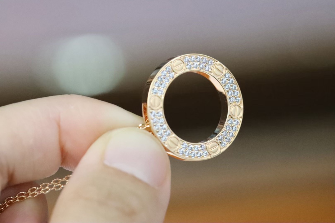 Cartier Cartier/卡地亚 玫瑰金 满钻圆饼 项链