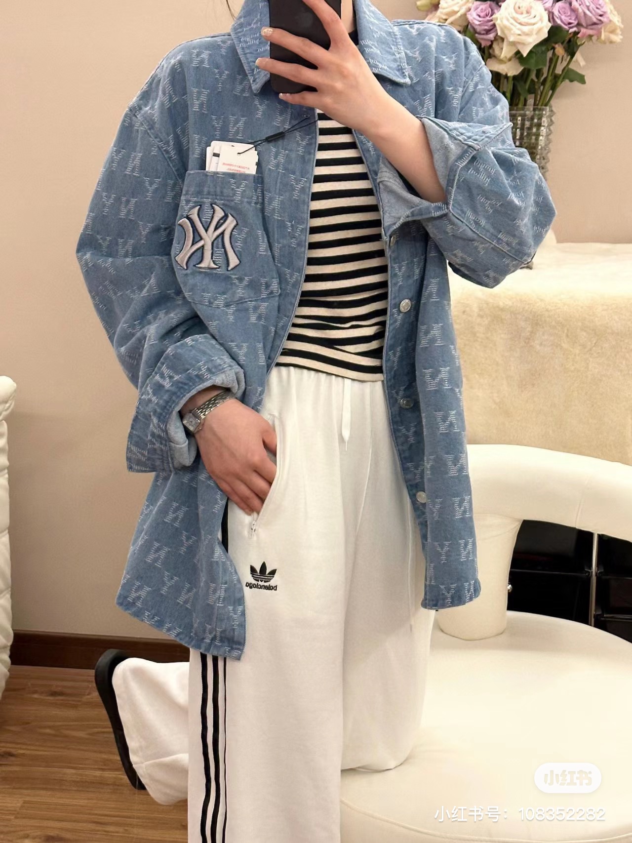 Fashionable Loose-fit Bouquet Jacket with 3D Logo Embroidery – High Quality Cotton Jeans. - 图片 7