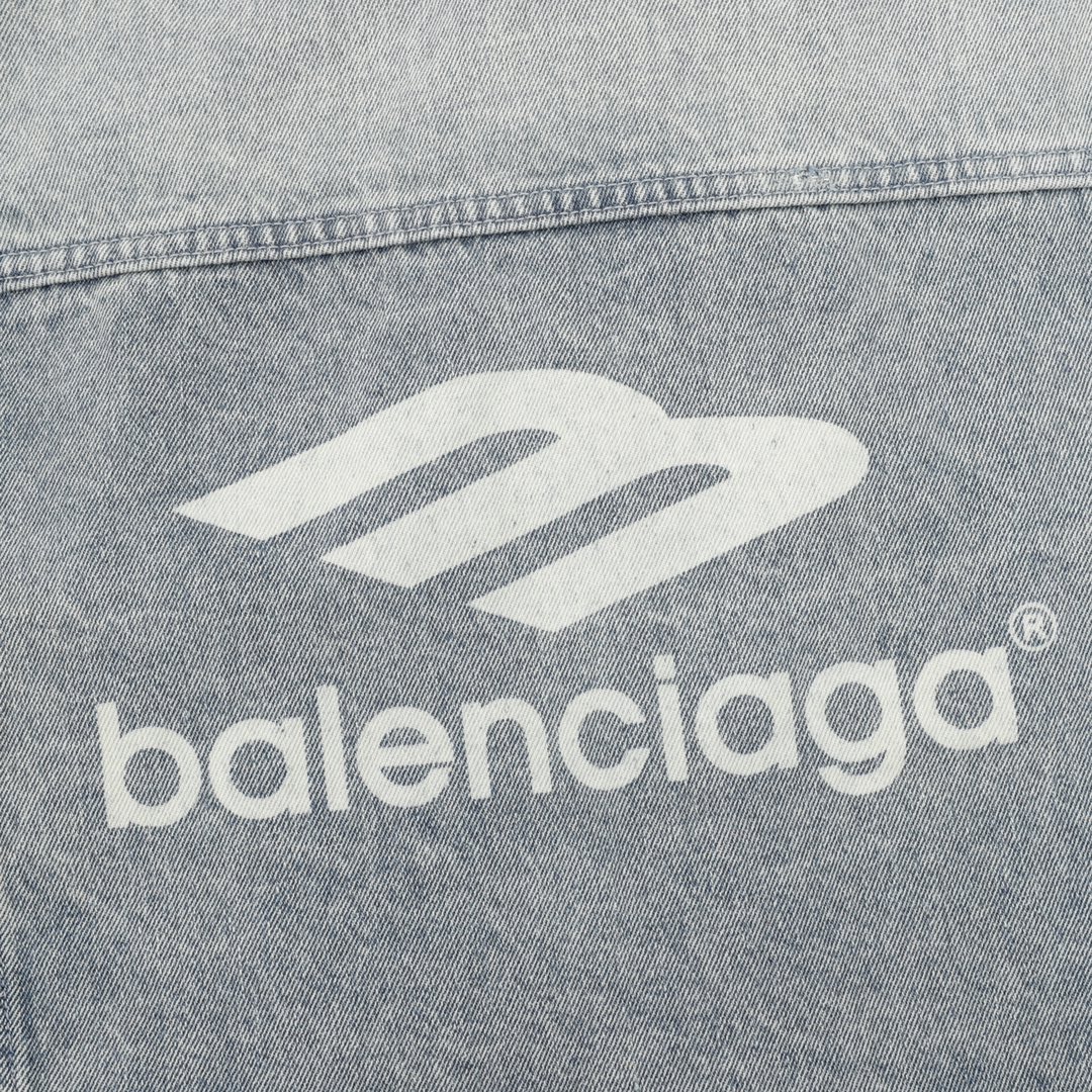 balenciaga巴黎世家 双沟LOGO印花水洗仔外套