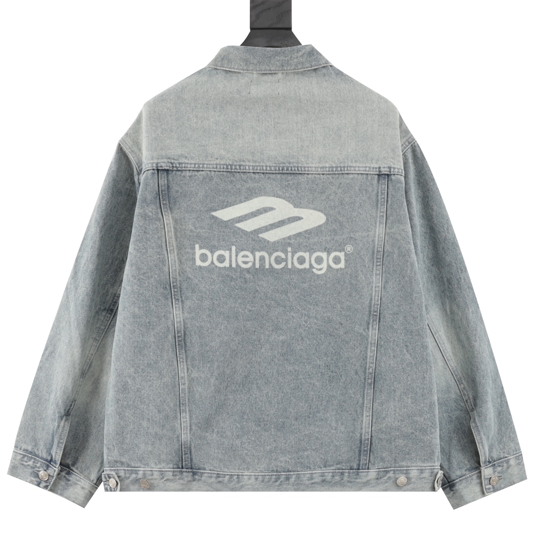 balenciaga巴黎世家 双沟LOGO印花水洗仔外套