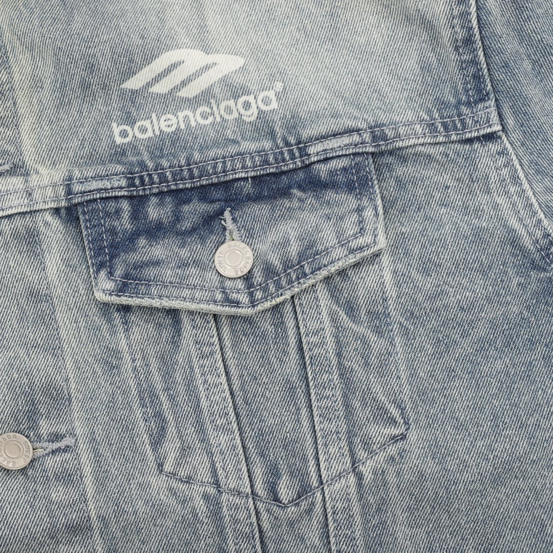 balenciaga巴黎世家 双沟LOGO印花水洗仔外套