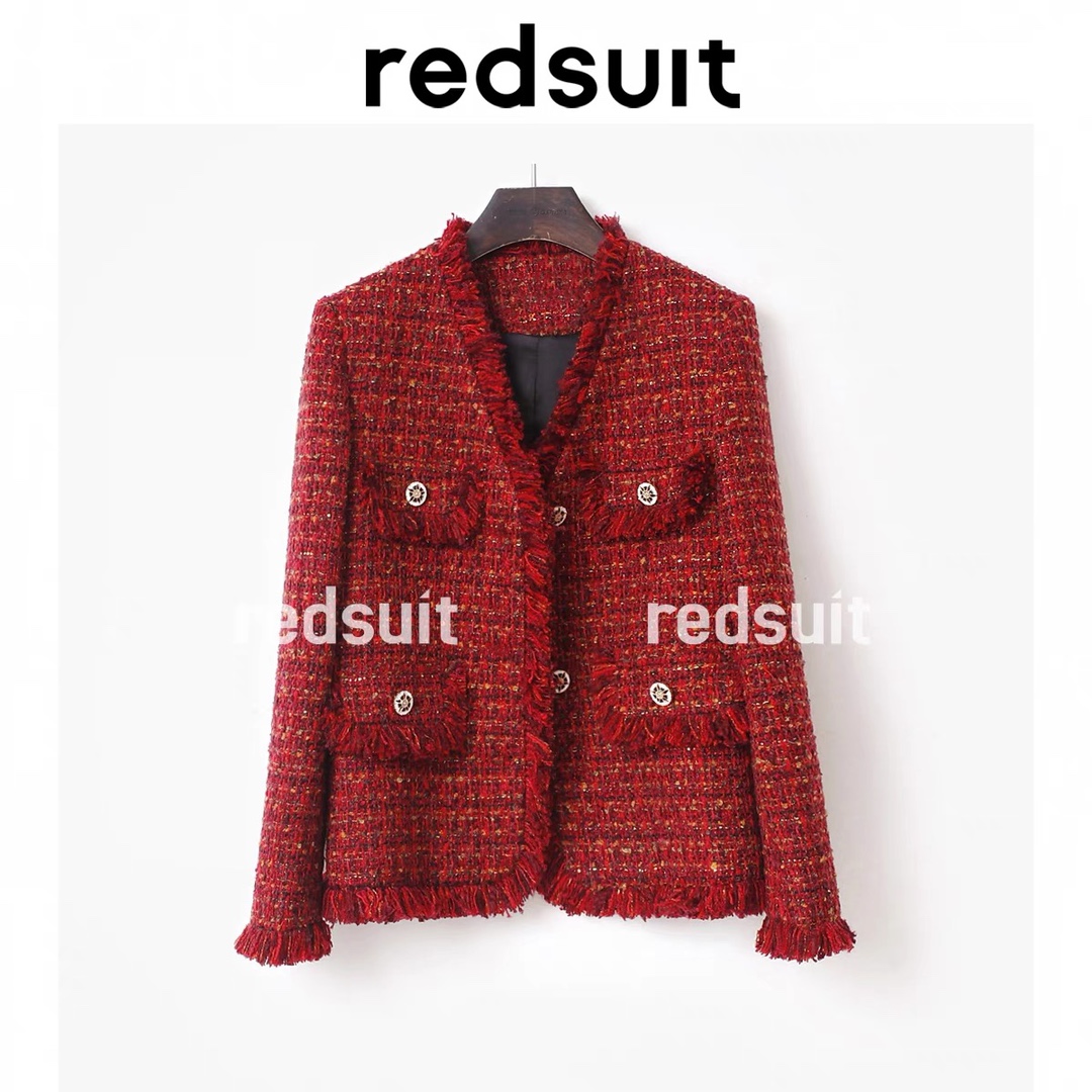 High-End Women’s Suit: Sandro Tonali’s Red Fragrance Coat and French Elegance - 图片 4