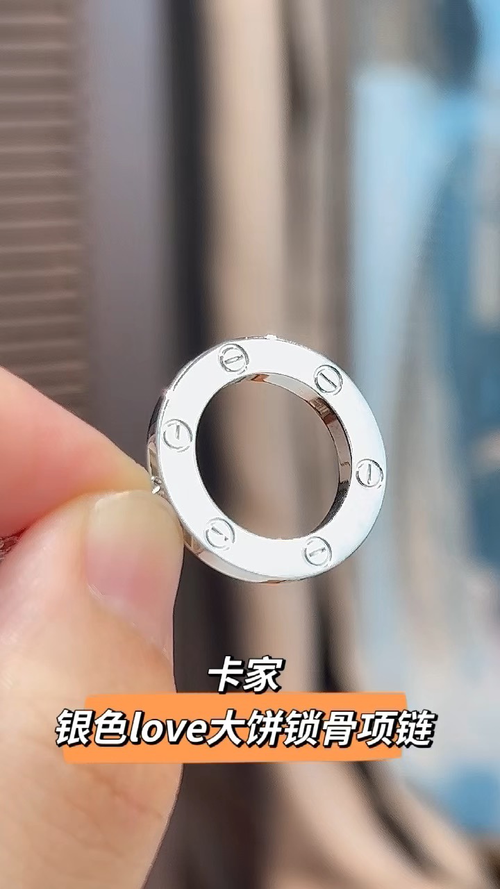 Cartier Cartier/卡地亚 银色 大饼圆饼 锁骨项链