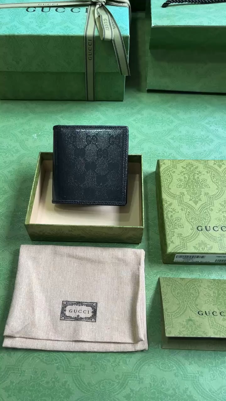 Gucci Wallet Black Canvas PVC