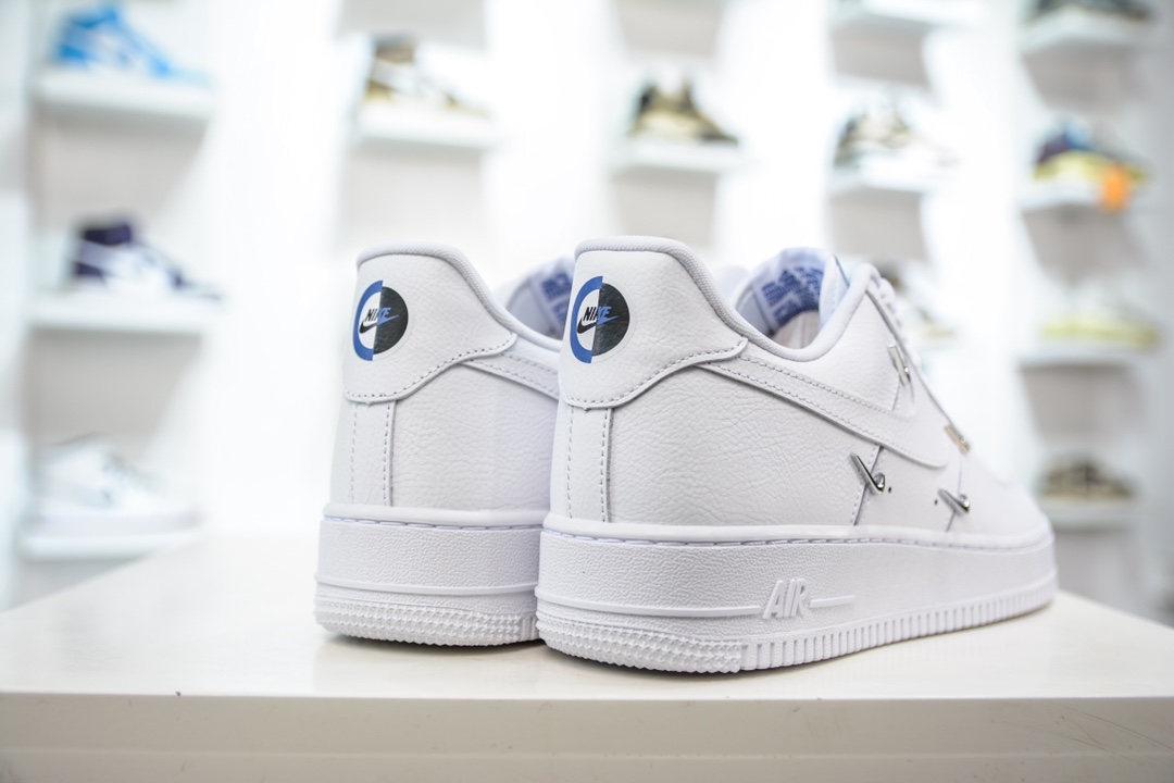 Nike Air Force 1'07 Low ”All white” Air Force One ”co-branded small silver hook” low-top casual sneakers CT1990-100