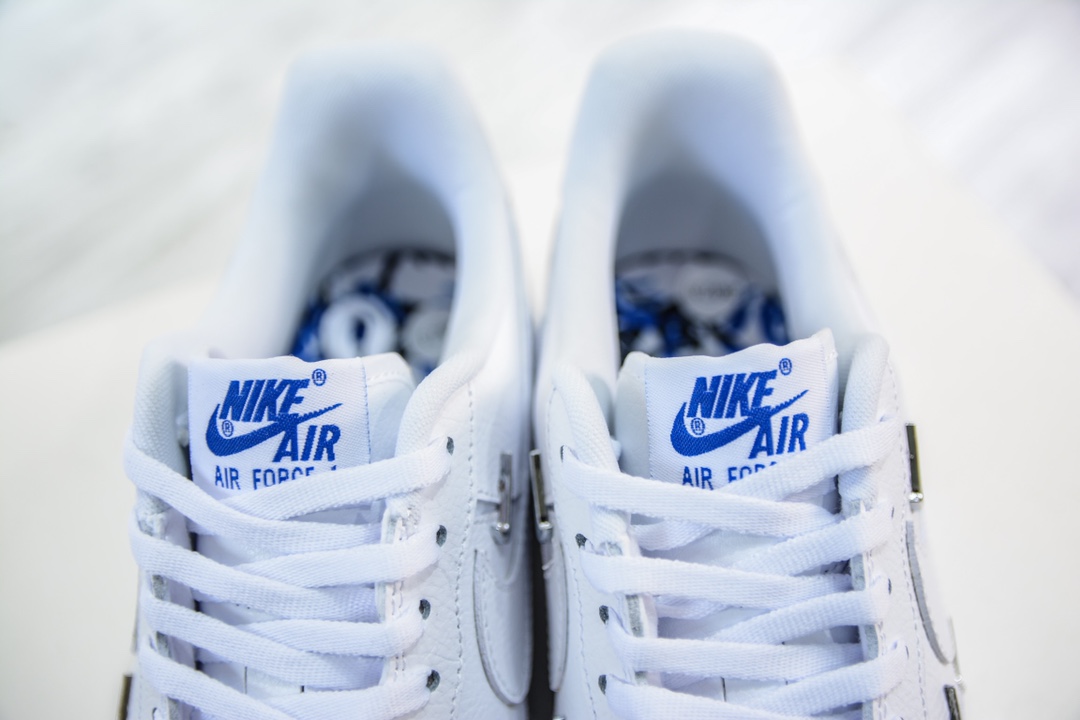 Nike Air Force 1'07 Low ”All white” Air Force One ”co-branded small silver hook” low-top casual sneakers CT1990-100