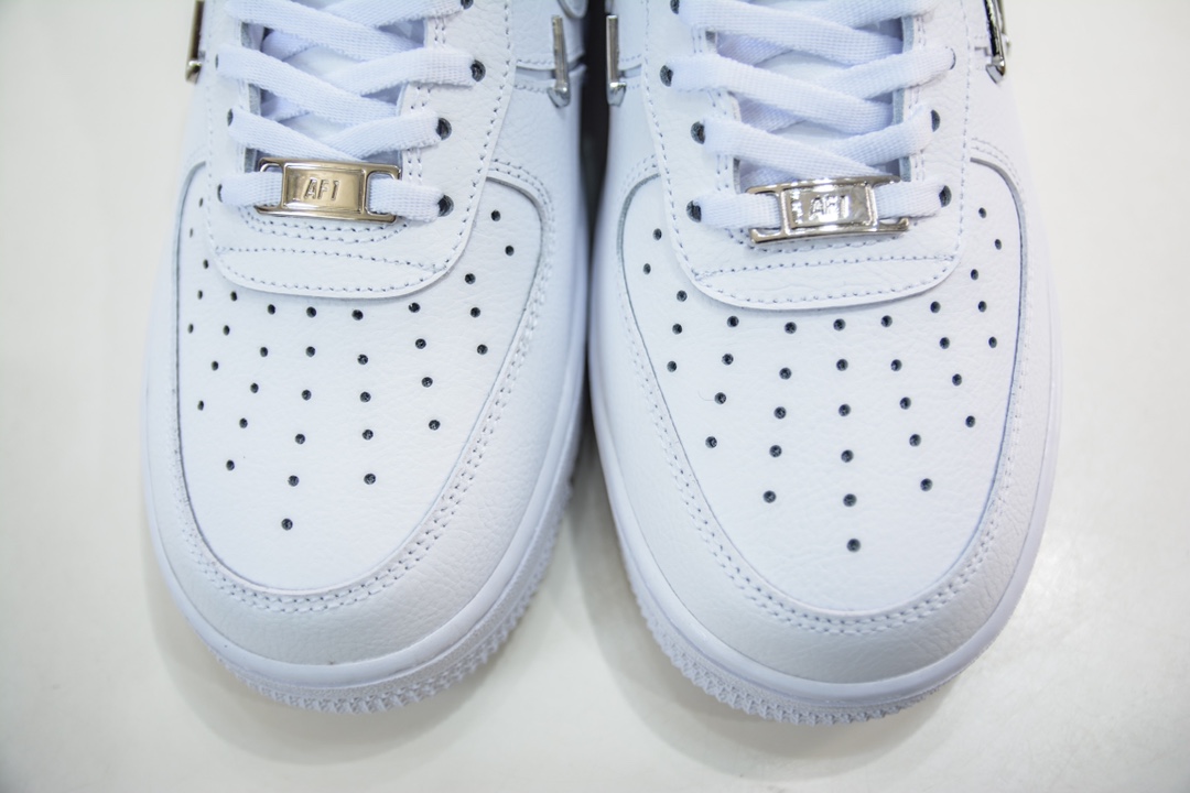 Nike Air Force 1'07 Low ”All white” Air Force One ”co-branded small silver hook” low-top casual sneakers CT1990-100