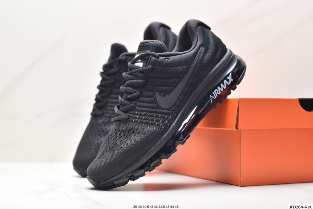 Nike Air Max 2017 “Black/White”网面全掌气垫慢跑鞋“黑银钩反光”749559-009