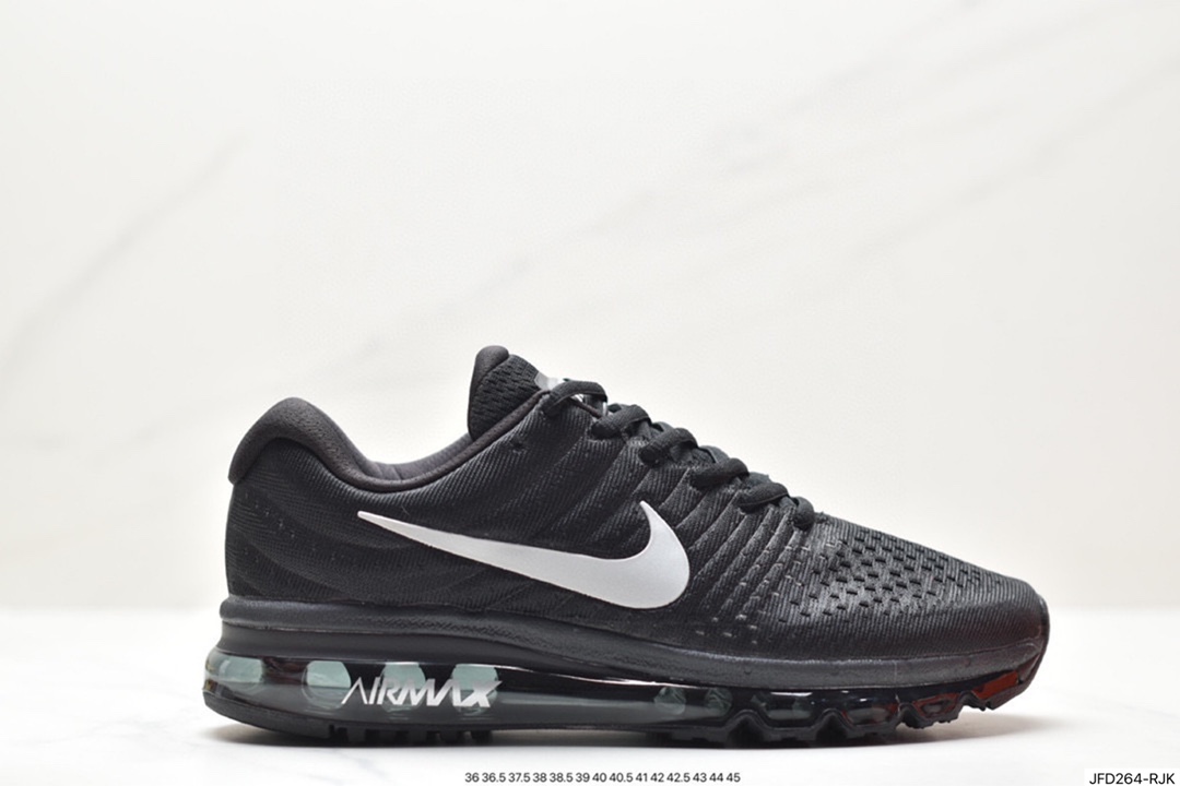 Nike Air Max 2017 “Black/White”网面全掌气垫慢跑鞋“黑银钩反光”749559-009