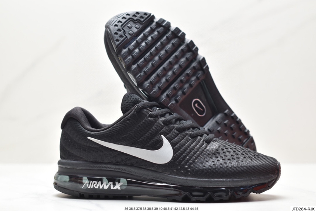 Nike Air Max 2017 “Black/White”网面全掌气垫慢跑鞋“黑银钩反光”749559-009