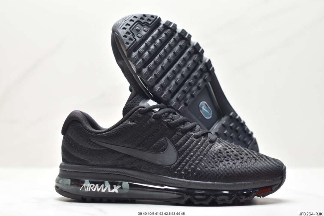 Nike Air Max 2017 “Black/White”网面全掌气垫慢跑鞋“黑银钩反光”749559-009