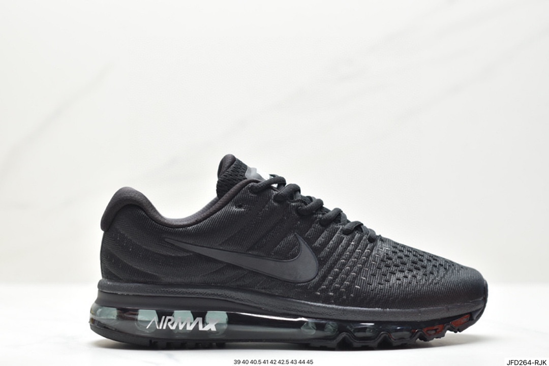 Nike Air Max 2017 “Black/White”网面全掌气垫慢跑鞋“黑银钩反光”749559-009