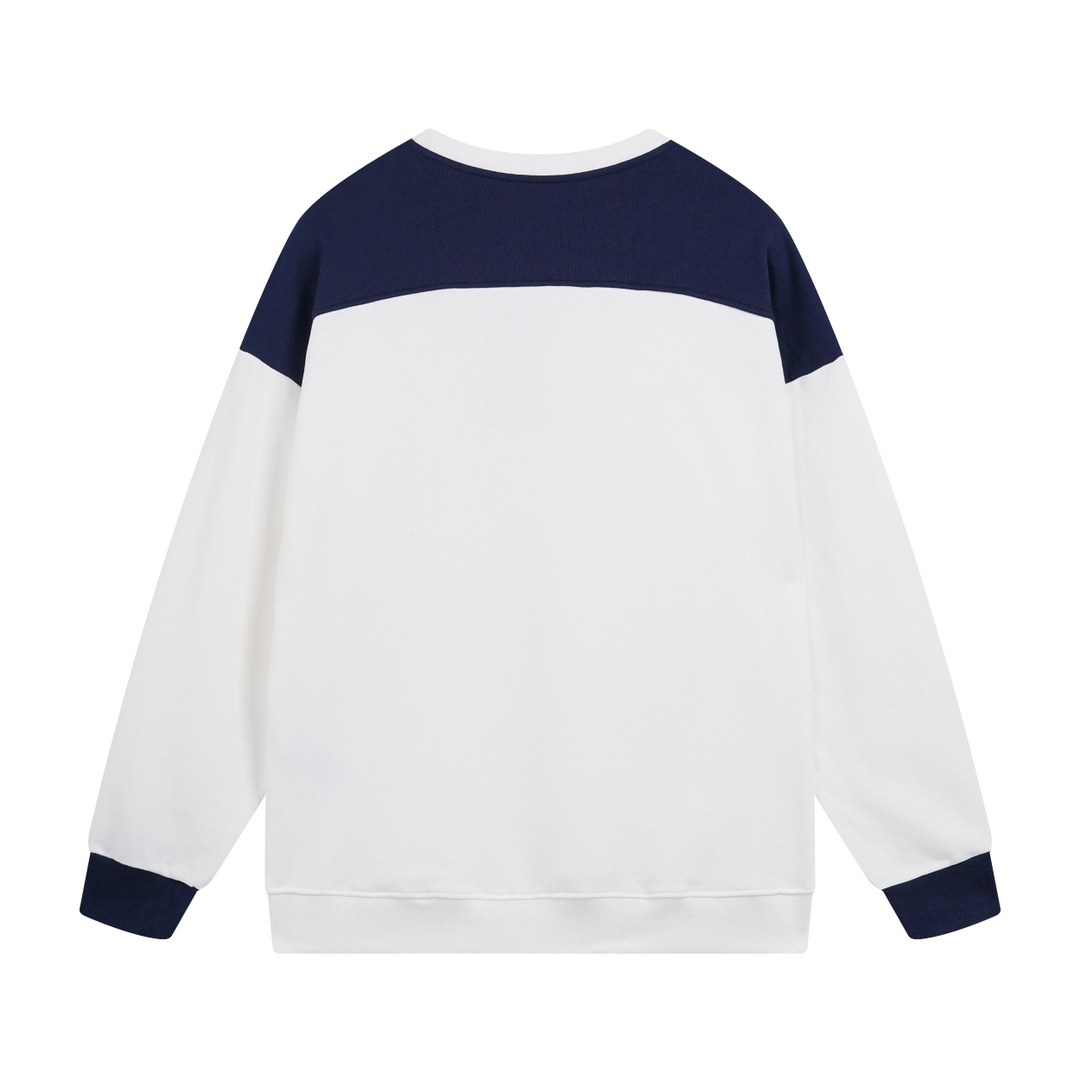 💰 120细节图【顶级版本.官网品质】 #Gucci古驰##运动##复古#Gucci25最新拼接复古运动风格卫衣，官方原版,定制32支双纱纯棉大卫衣面料，克重460g，手感松软细腻又比一般棉布料扎实，舒适透气不易变形，采用进口纳米印花，精密网版让印花更为立体清晰细致，原版辅料一比一三标齐全，人工手缝织唛，还原专柜，区别市场通货，宽松版型，男女同款，官网品质 码数：XS - L 颜色：蓝白拼接