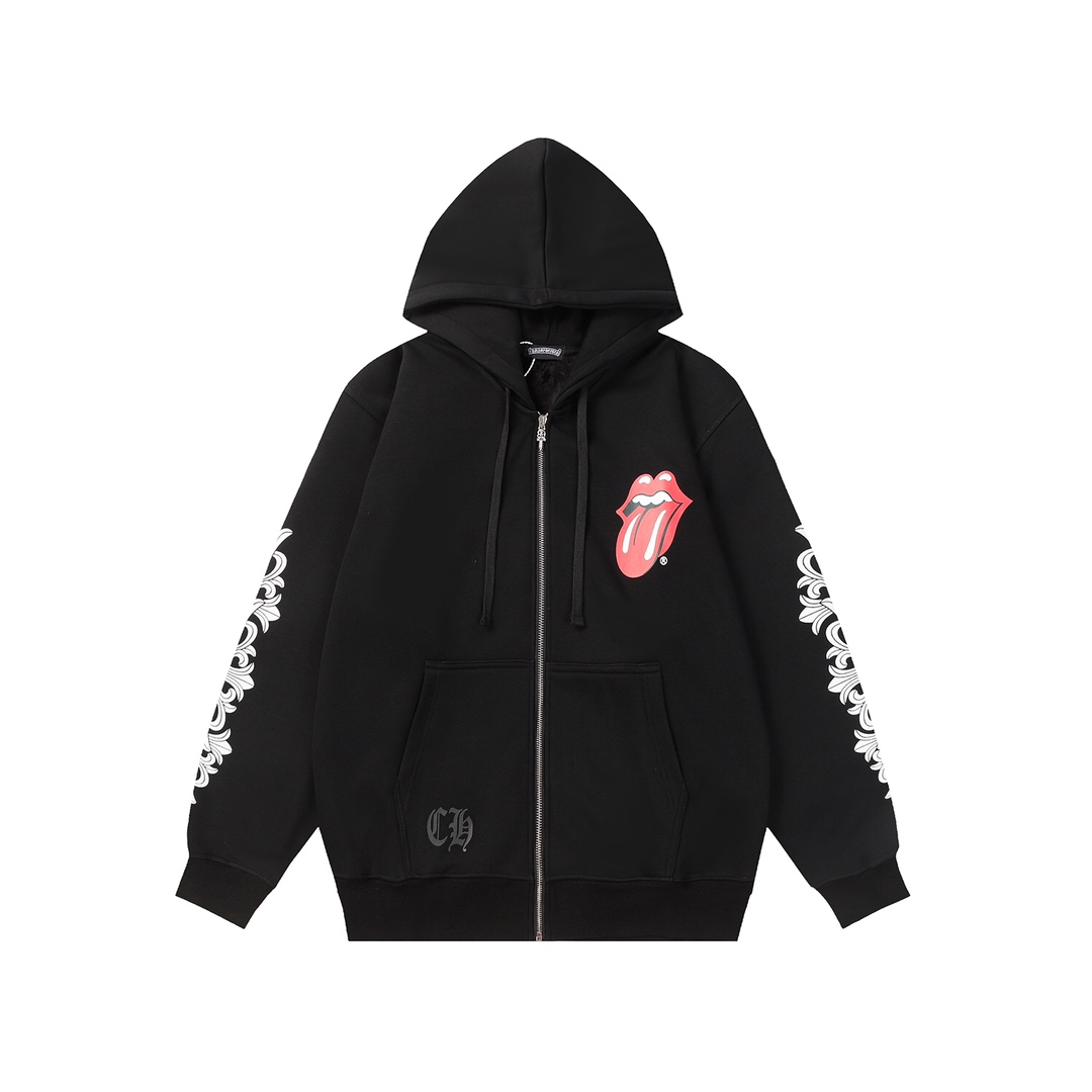 Knockoff Highest Quality
 Chrome Hearts Clothing Coats & Jackets Black Printing Unisex Winter Collection Hooded Top