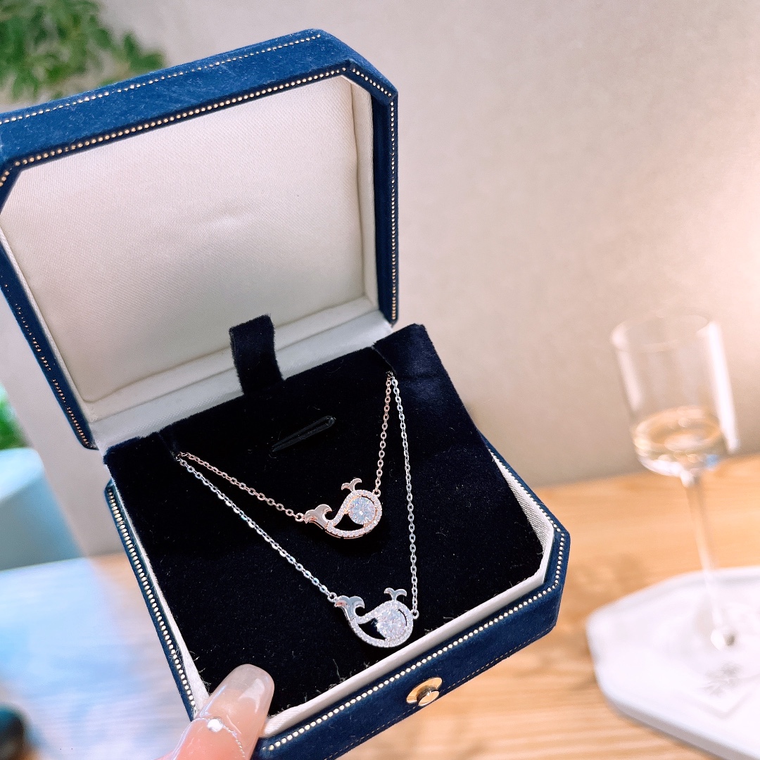 Hypoallergenic Silver Moissanite Necklace French Workplace Silver