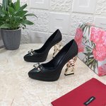 Dolce & Gabbana Shoes High Heel Pumps Single Layer High Quality Designer
 Black Cowhide Genuine Leather Sheepskin