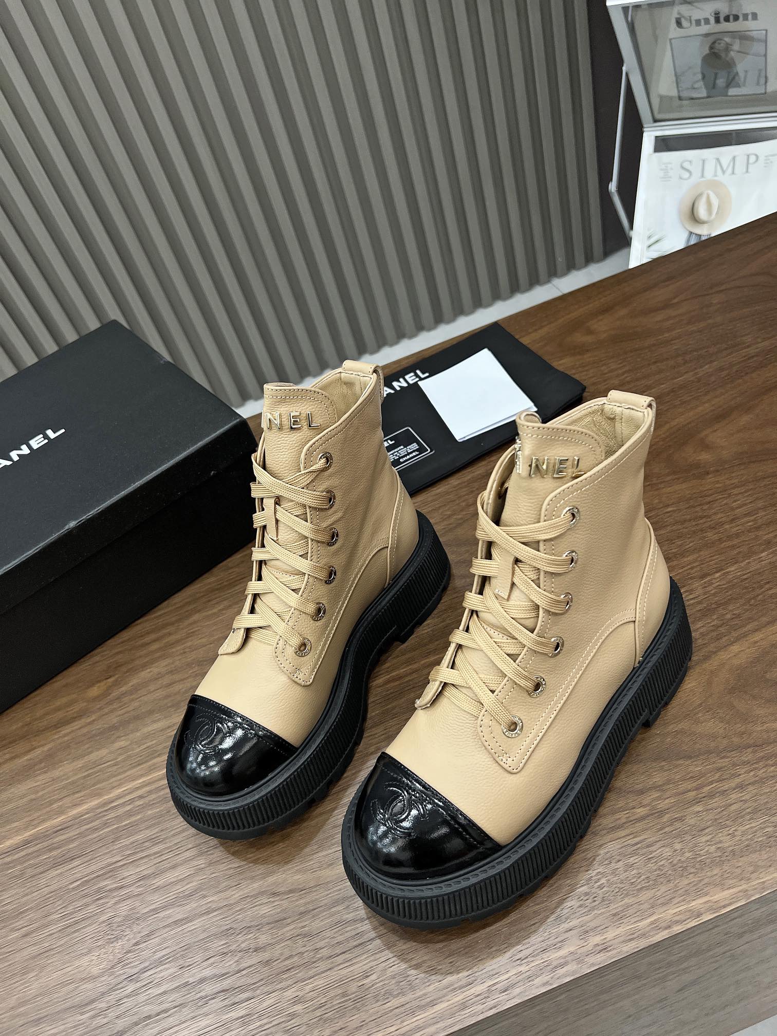 2023B Chanel otoño e invierno nuevo fondo grueso botas Martin 35-43