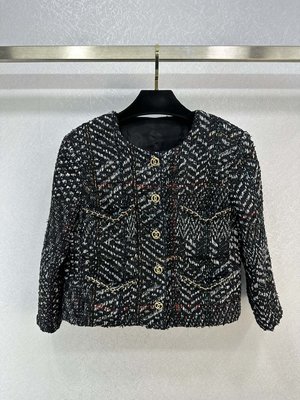 At Cheap Price Chanel Clothing Coats & Jackets Black Gold White Weave Knitting Fall/Winter Collection Cropped