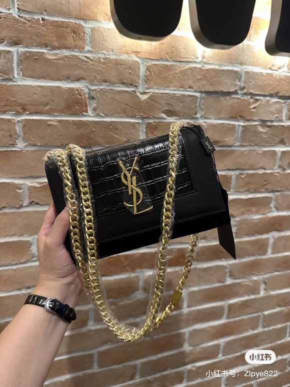 Online From China Yves Saint Laurent YSL Kate Crossbody & Shoulder Bags Copy AAA+ Black White Chains