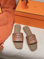 Hermes Knockoff
 Shoes Sandals Slippers Embroidery Calfskin Cowhide Genuine Leather Fashion
