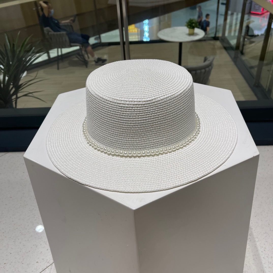  普拉达草帽，高级定制，超好看帽型珍珠配饰，头围57cm