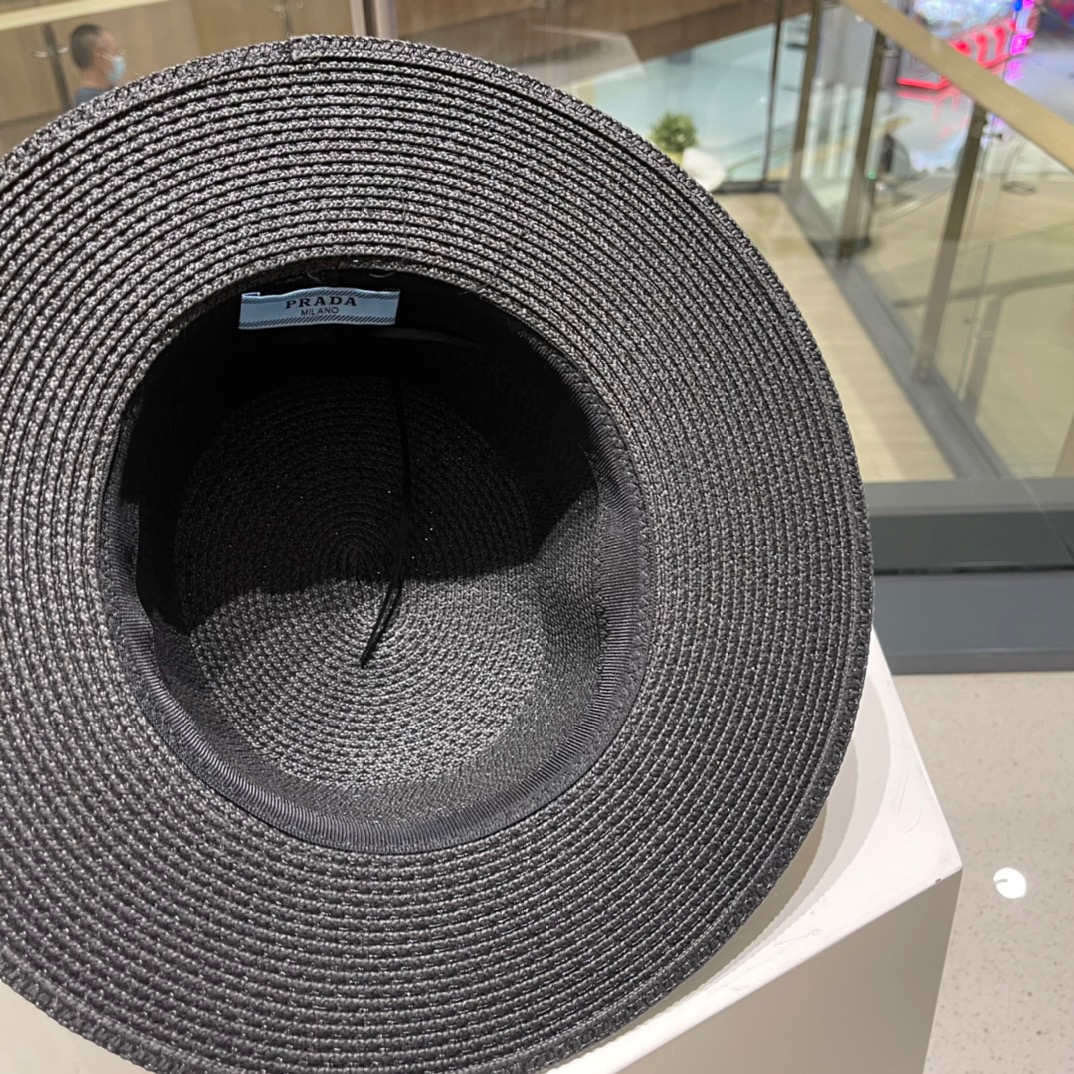 ” 普拉达草帽，高级定制，超好看帽型珍珠配饰，头围57cm