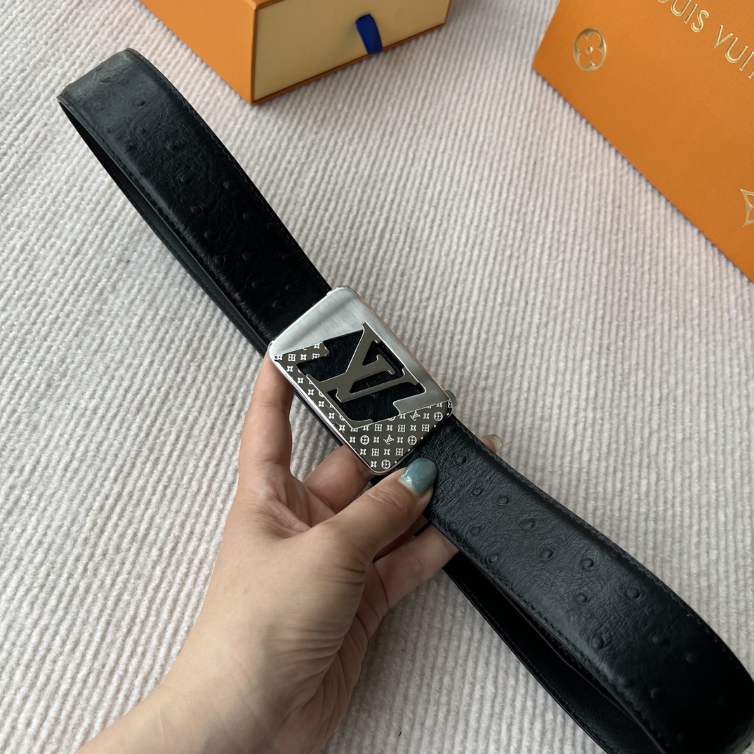 路易威登原单高端品质专柜官网同步宽度3.8精美钢扣头意大利进口头层牛皮长度100一125