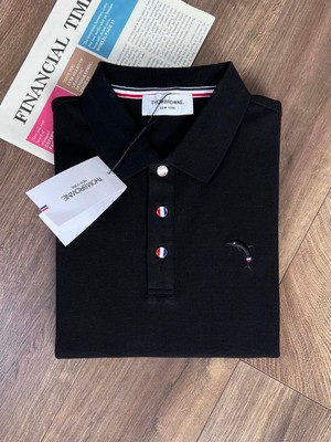 Thom Browne Clothing Polo T-Shirt Embroidery Men Cotton Fall/Winter Collection Fashion Long Sleeve