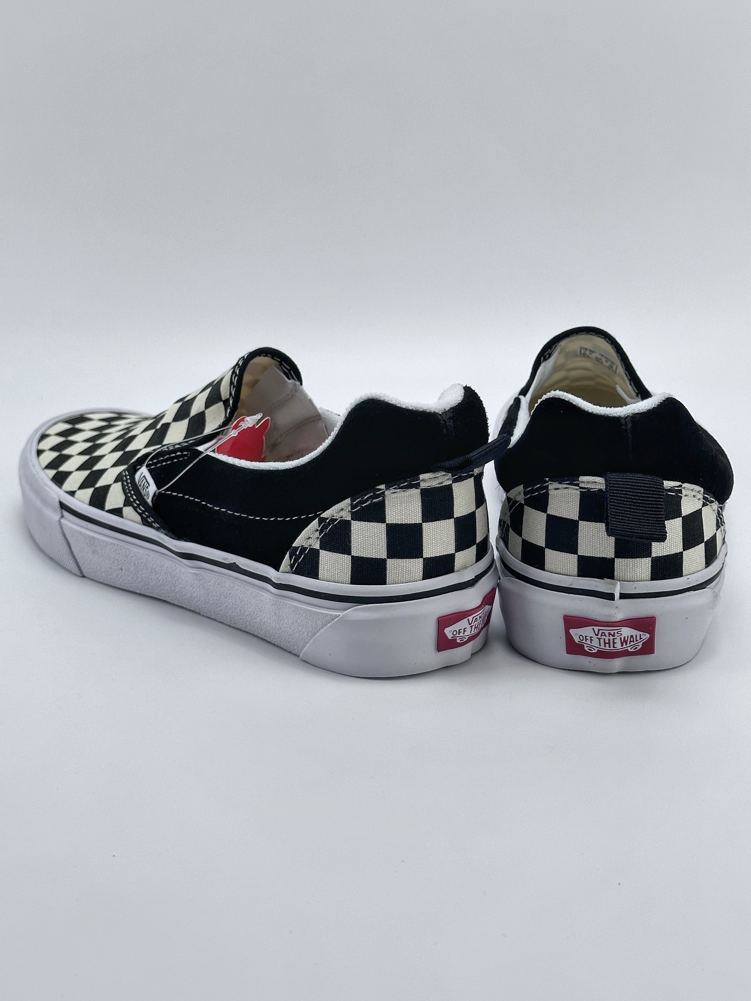 Vans Knu Slip comfortable one-step black and white checkerboard lazy set men's and women's skateboard shoes VN0009QDQXH