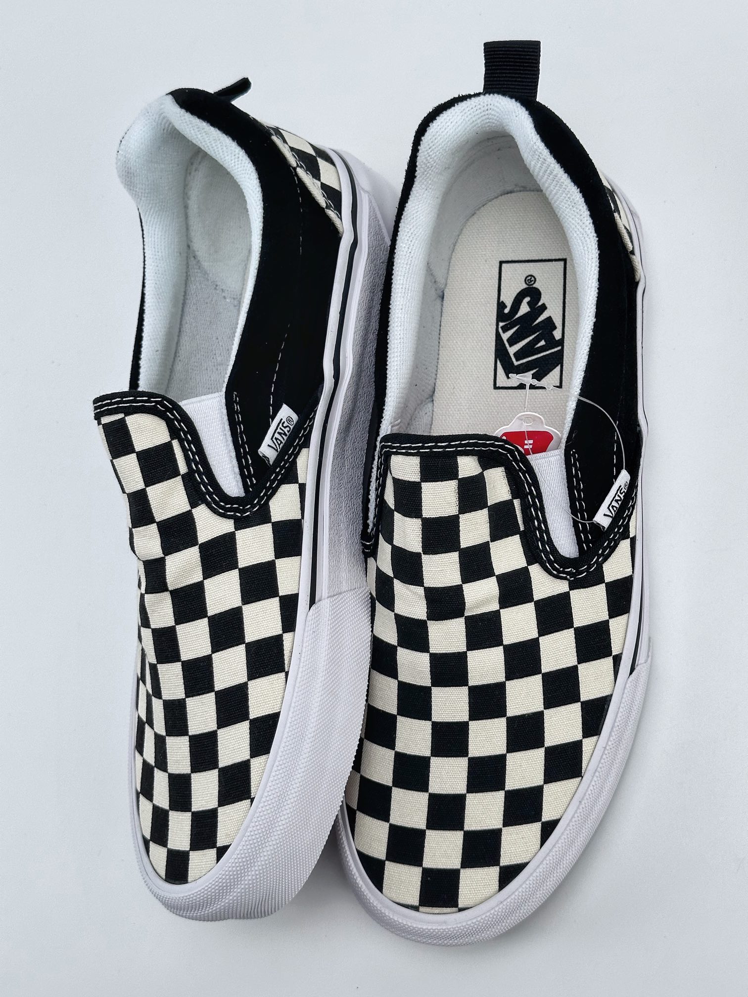 Vans Knu Slip comfortable one-step black and white checkerboard lazy set men's and women's skateboard shoes VN0009QDQXH