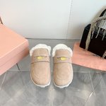 MiuMiu Shoes Half Slippers Women Rubber Wool Fall/Winter Collection