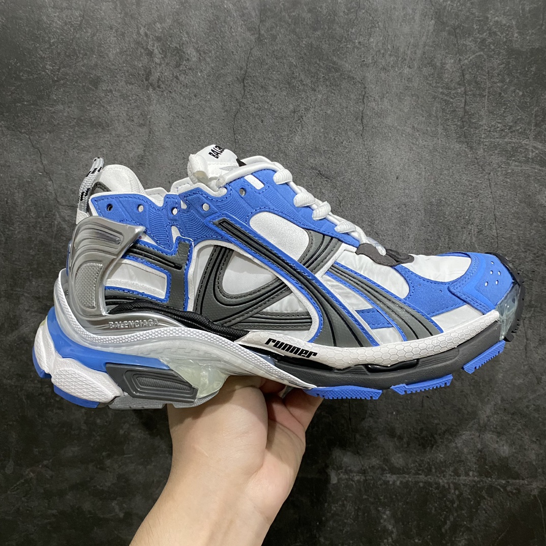 【纯原VG版本】Balenciaga Runner 巴黎世家7代 破坏风 手工做旧款复古老爹鞋n全新外贸版本  核心配合工厂优势供应该款是通过溢胶 做旧 缝线等细节 展示了设计师 Demna的运动鞋风格 传递复古感 后侧板 翘起的鞋头 展示了 Demna 在结构上的未来构想 尺码：35 36 37 38 39 40 41 42 43 44 45 46-莆田鞋批发中心