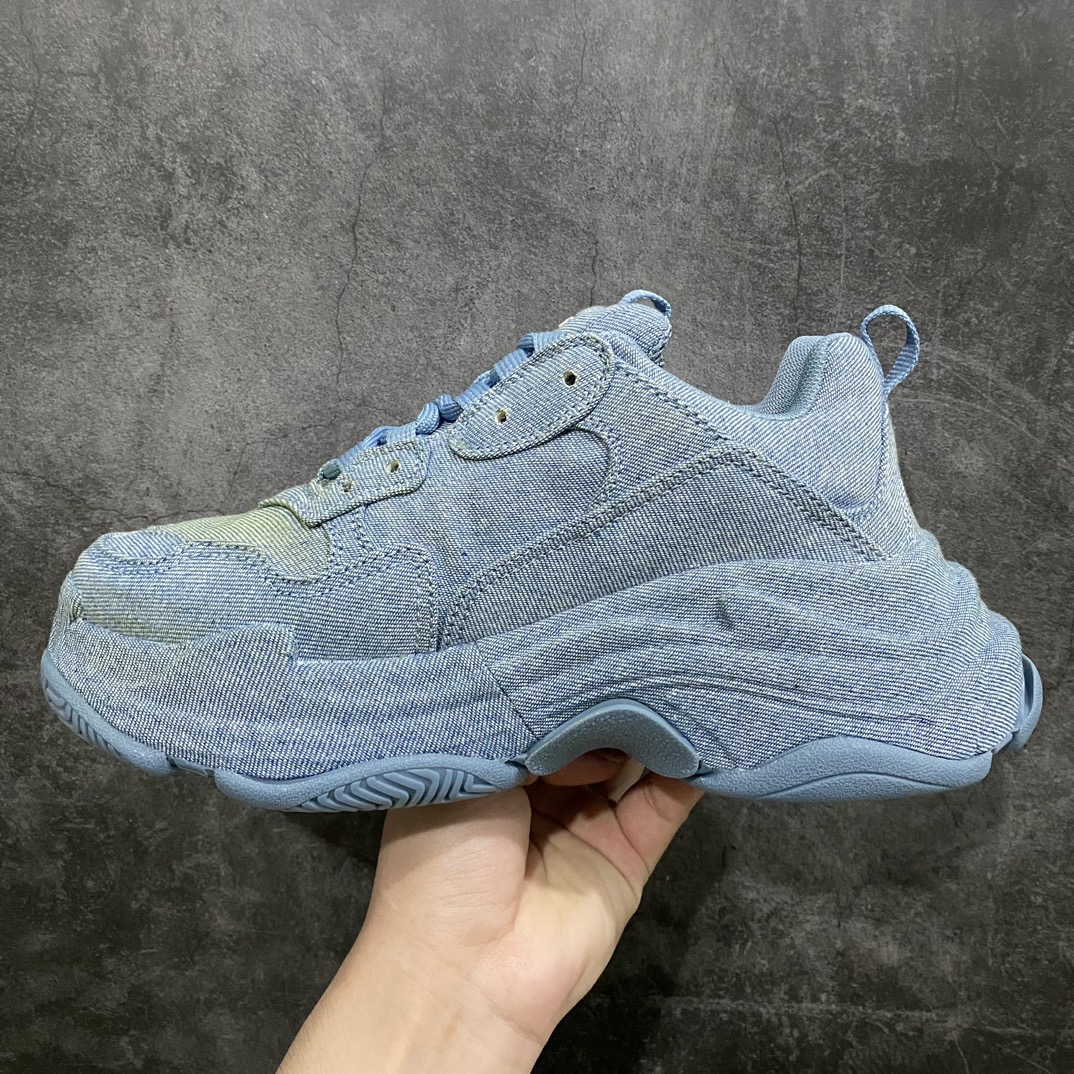 550 【Good顶级版本】Balenciaga Triple S 1代牛仔布蓝色 巴黎世家